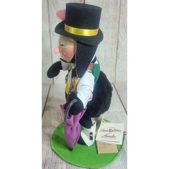 Annalee Dolls Felt Victor Bunny Figure Black White Purple 10" 1998 Limited New - Picture 5 of 8
